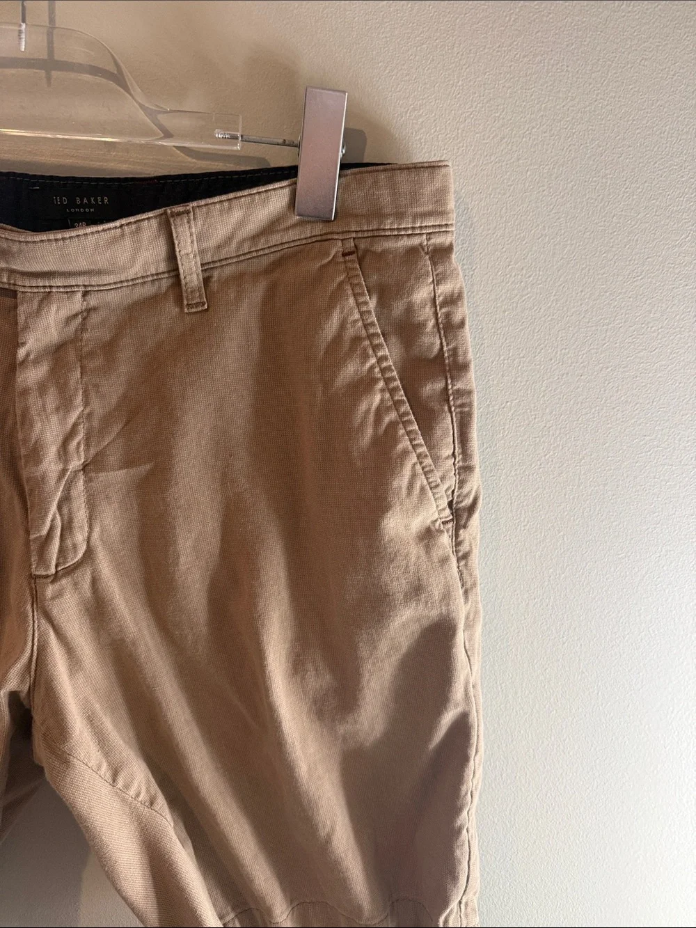 Ted Baker Men's Taupe Flat-Front Cotton Shorts